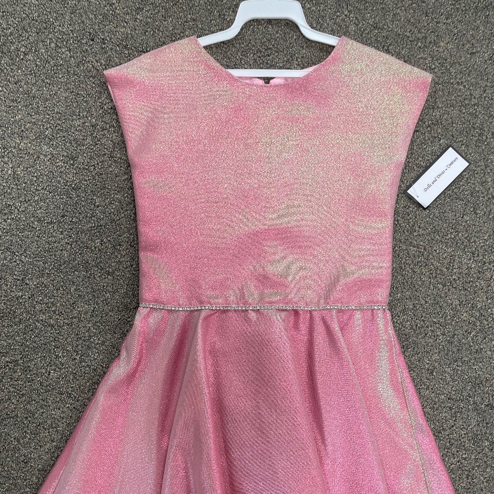 Party Dress - Dolls and Divas Couture Pink Metallic Cap Sleeve